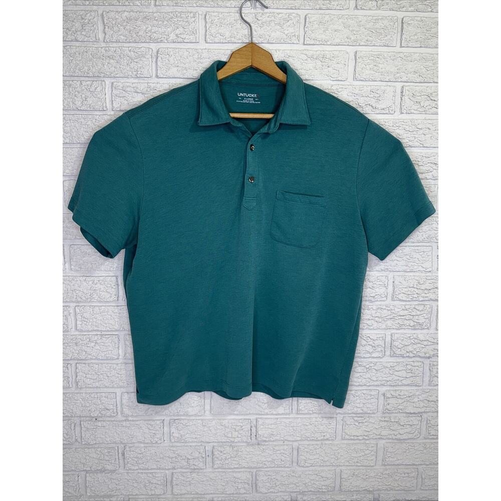 UNTUCKIT Green Men's Short Sleeve Casual Pocket Polo Shirt Size XL